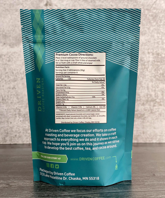 Driven Premium Hot Cocoa back
